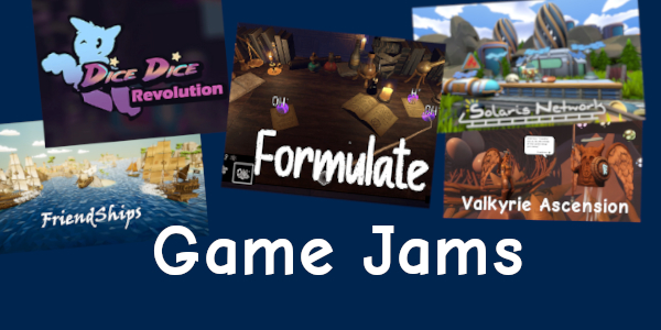 The image represents Game Jams: It's a collage of multiple images, each one showing a different game jam project.
